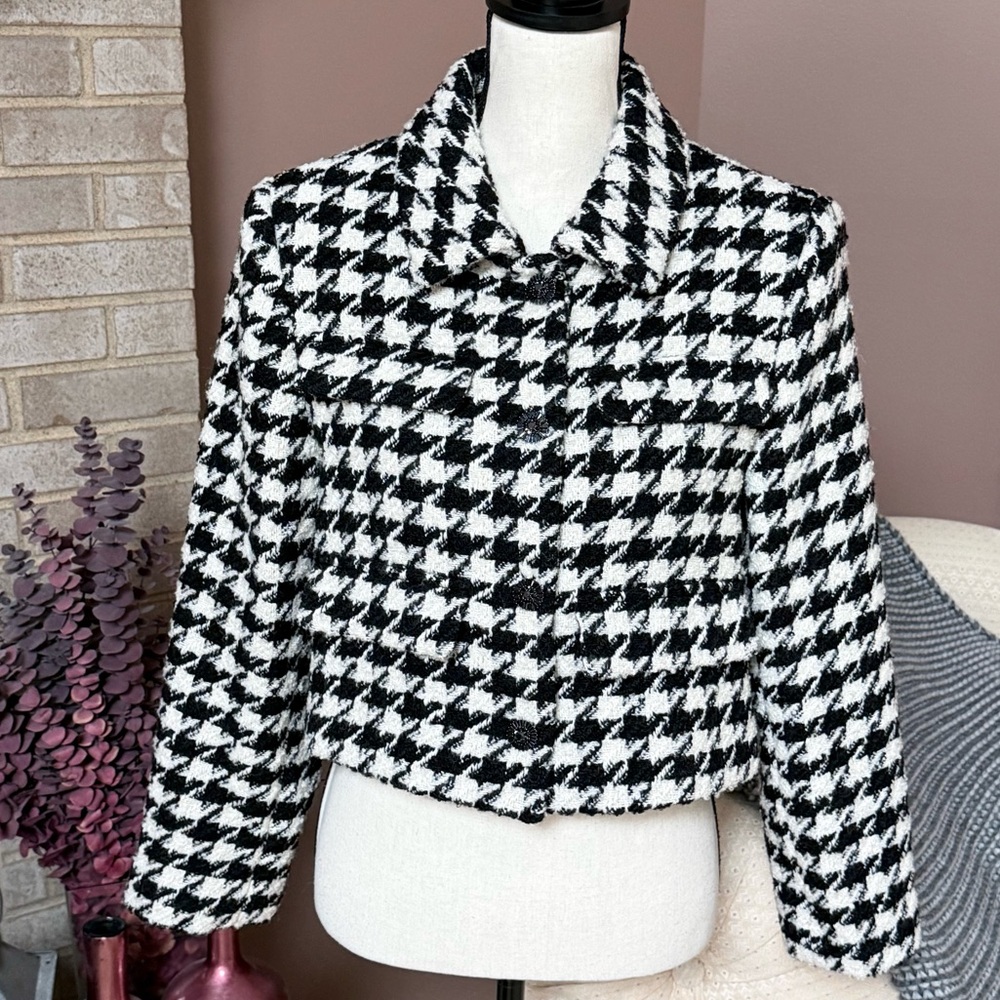 ANTONIO MELANI Rita Houndstooth Jacket - Black & Buttercream